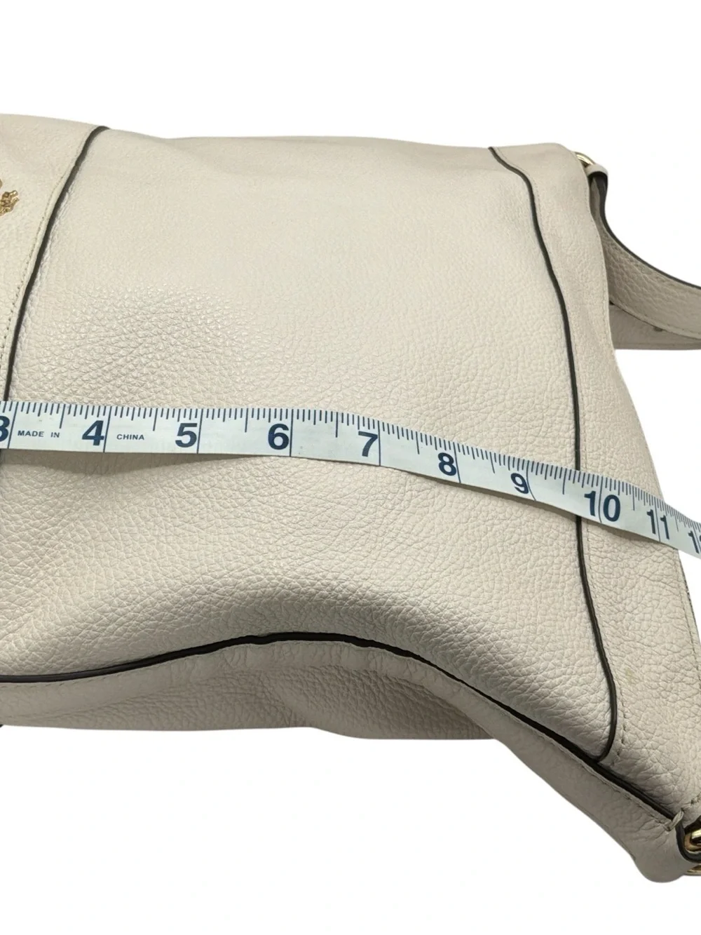 Coach Cream Pebbled Leather Paxton Duffle Shoulder Bag with Gold Hardware